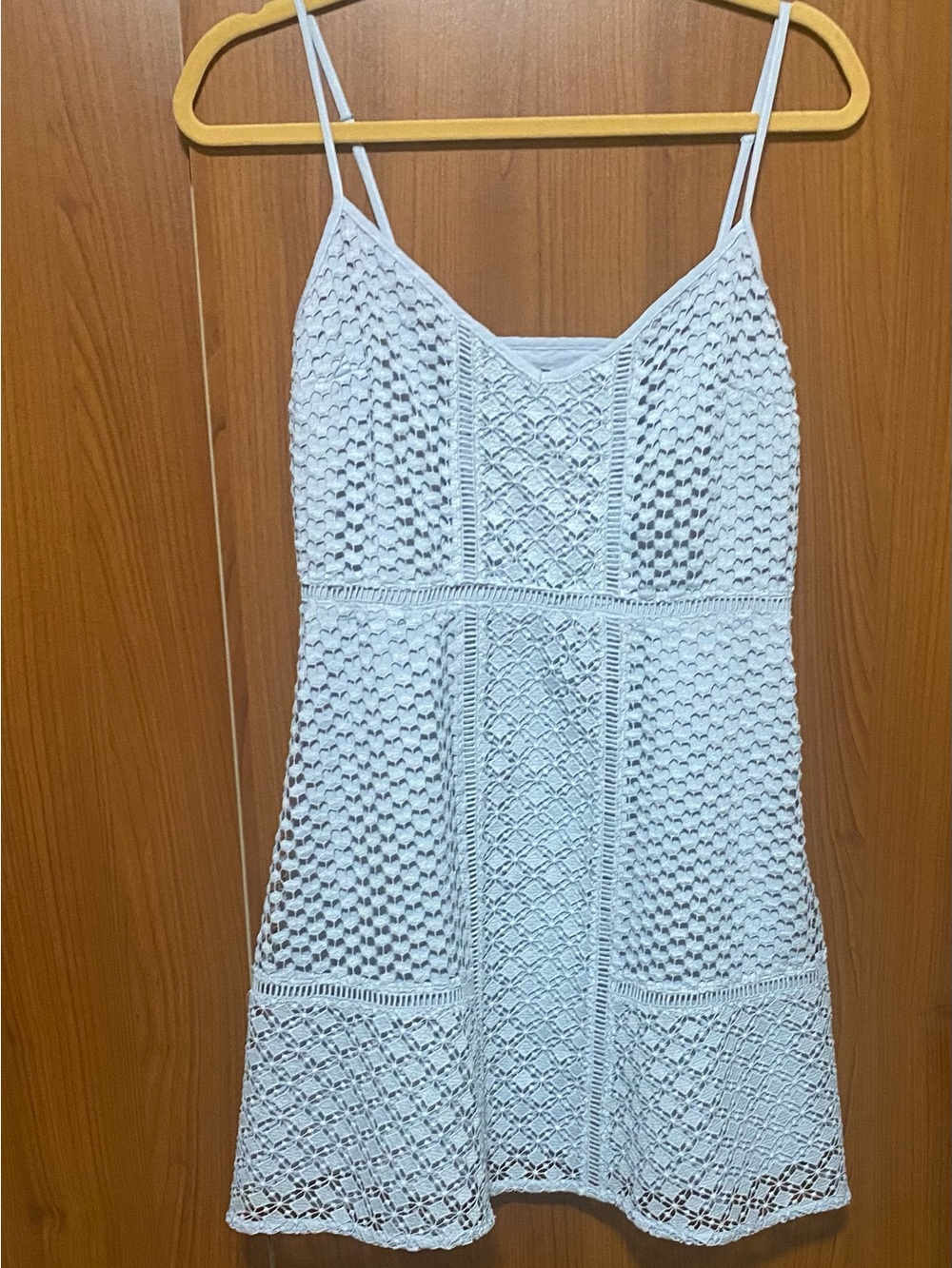 Abercrombie & Fitch Pale Blue eyelet Lace Mini spaghetti straps summer Dress Sm